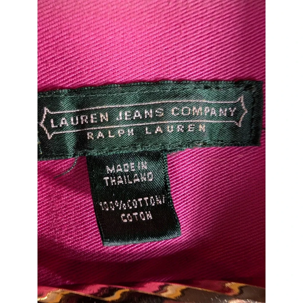 Lauren Jeans Co Ralph Lauren Pink Denim Trucker Jacket 3/4 Sleeve Women's 3XL - Picture 5 of 10